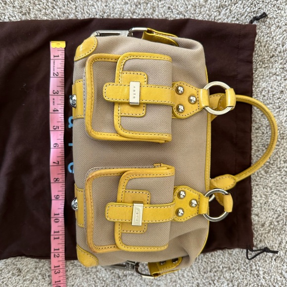 Cream and Yellow Tote with Gold Hardware - Picture 8 of 9